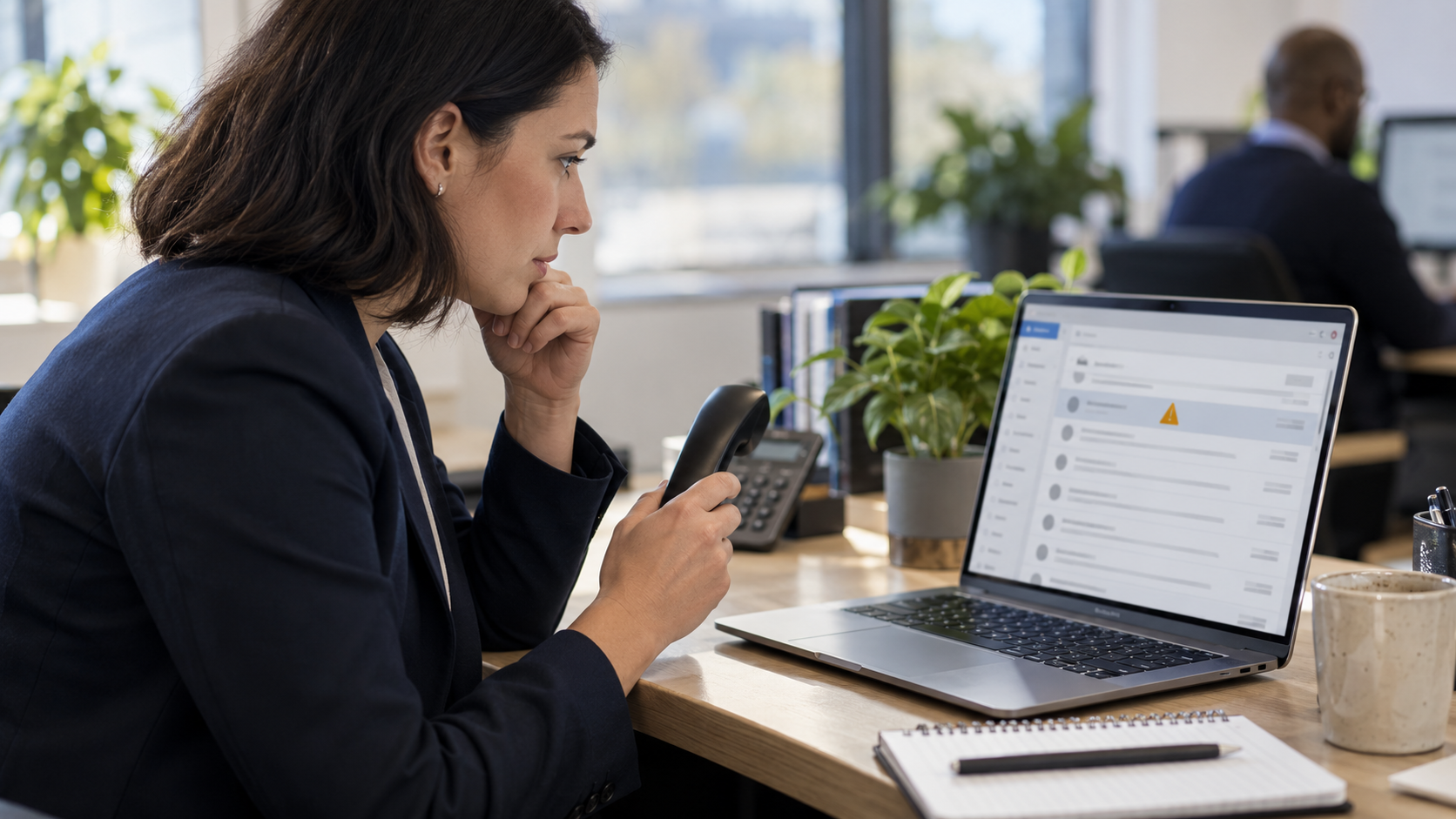 A staff member checking a suspicious email before reporting it