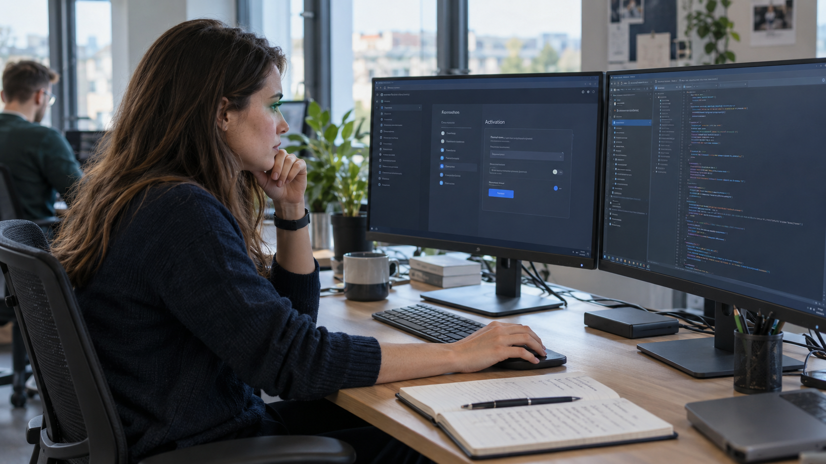 A software engineer reviewing application licence activation and protection logic